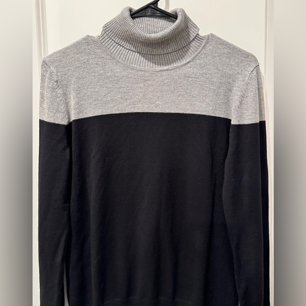 Cable & Gauge Black Gray Colorblock Turtleneck Sweater Size M - Picture 5 of 8